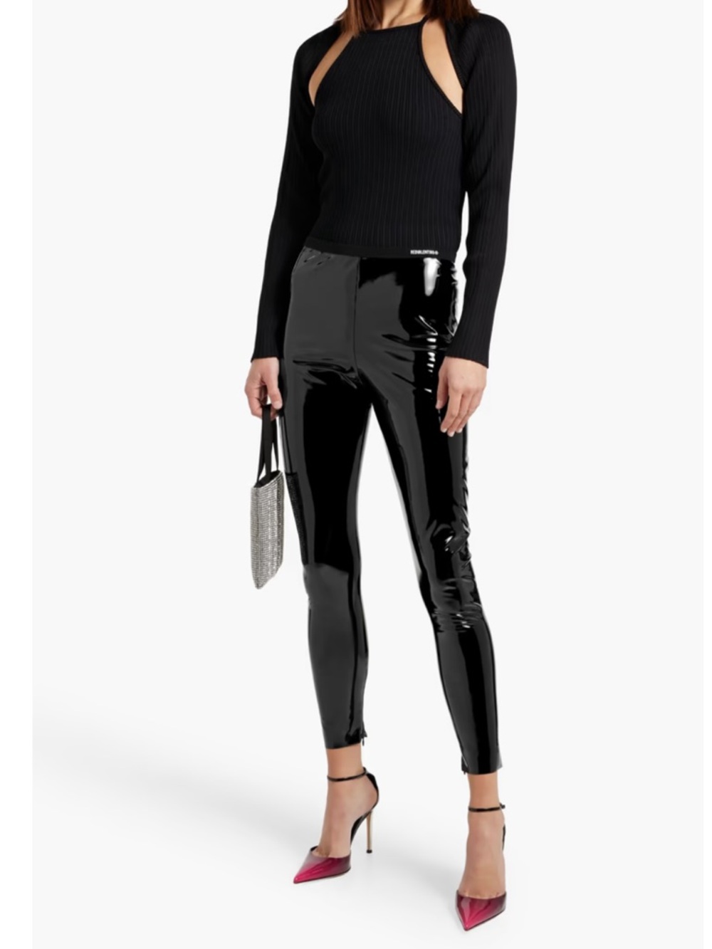 RED Valentino Vinyl Black Patent Skinny Leggings Italy $425 NEW XS